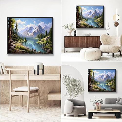 Landscape Paint by Numbers for Adults with Framed Canvas - Wooden Easel