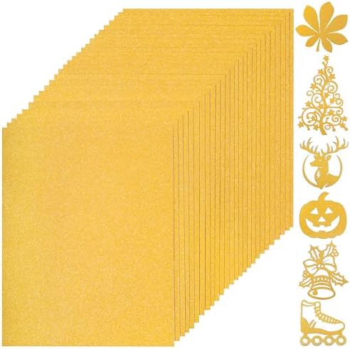 25 Sheets Gold Glitter Cardstock 92lb Thick Sparkle Paper 8.5 x 11in