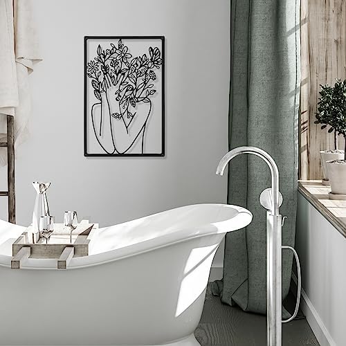 CHENGU 3 Pieces Metal Minimalist Abstract Woman Wall Art Line Drawing Wall Art Decor Single Line Female Home Hanging for Kitchen Bathroom Living Room