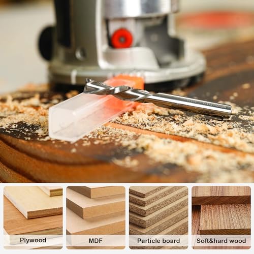 SpeTool Spiral Router Bits Down Cut 1/4 inch Cutting Diameter, 1/4 inch Shank Solid Carbide CNC Bits End Mill for Wood Cut Carving Engraver