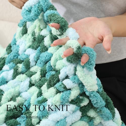 Chunky Yarn for Hand Knitting, No7 Thick Yarn, 250Grams 32Yards, Pack of 4, Perfect for Knitters and Crafters (sea ofclouds)