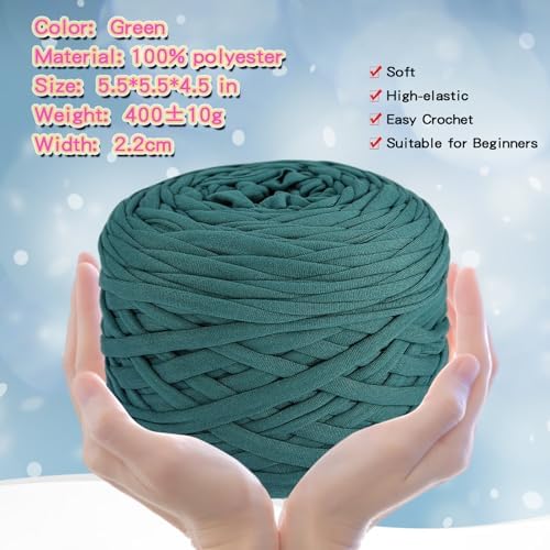 400g T-Shirt Yarn, 130 Yards Elastic Fabric Crochet DIY Dark Green