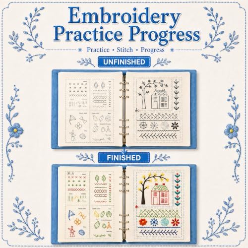 Ifasilty 2026 Upgraded Embroidery Stitch Book Kit with 11"x7.8"