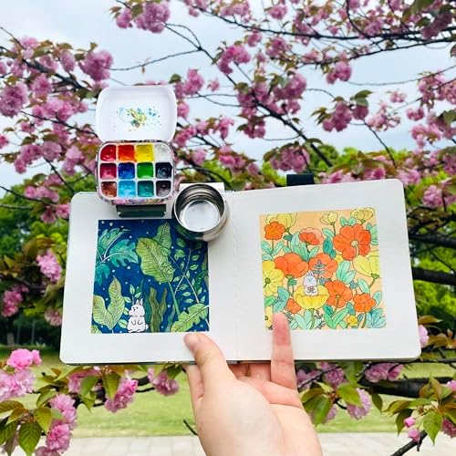 Portable Travel Watercolor Palette, Mini Metal Tin Box,12-Well Empty Tins