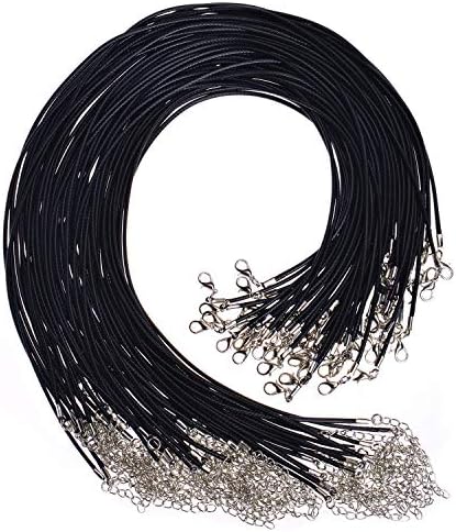 Selizo 100Pcs Necklace Cord for Jewelry Making, Black Waxed String Bracelet Making Supplies
