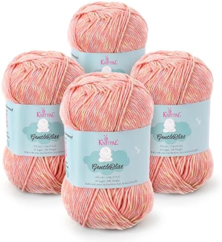 GentleBliss DK Acrylic Soft Baby Yarn, 4-Pack (880Yds/400G) Pink Grapefruit