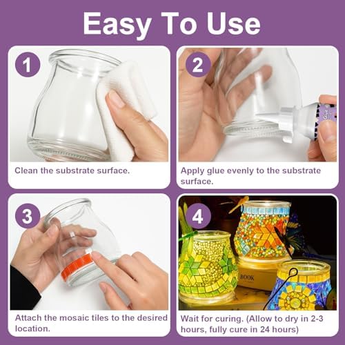 1DFAUL 100g Mosaic Tile Glue Clear, Mosaic Adhesive, Strong Bond, Fast Dry