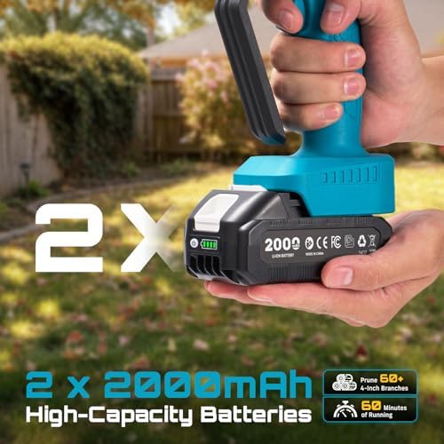 SEESII 6 Inch Mini Electric Chainsaw Cordless Battery Powered | 2026 Upgraded Hand Held Saw with 2x2000mAh Batteries for Wood/Tree Trimming, Chain Saw Gift for Men Husband Father Gardener