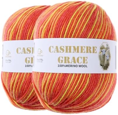 100% Pure Natural Merino Wool Yarn (4ply) - Each Ball 3.5 OZ/Approximately 320 Yards - Hand-Knitting/Crochet/Knitting - Soft and Non-irritating [2 Ball Set] (Mandala 04)