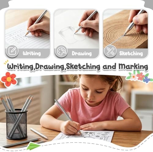 12 PCS Silver Colored Pencils, Pre-sharpened Professional Wooden Art Pencils Set for Artists Painting | Premium Drawing Sketching Supplies