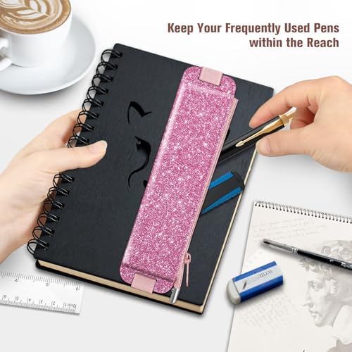 FINPAC 2-Pack Elastic Pen Holder for Notebook Leather Pen Holder