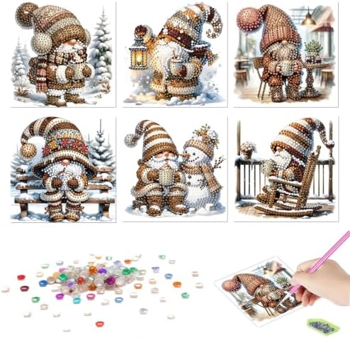 LSQFS Diamond Painting Christmas Greeting Cards 6 Pack with Envelopes