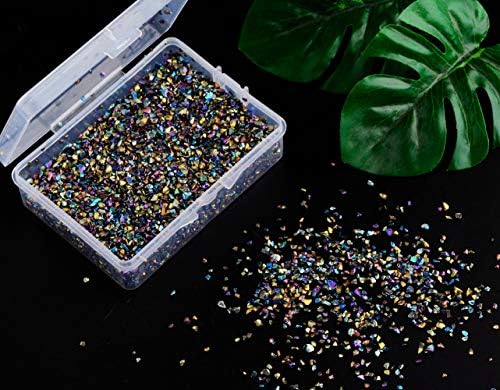 Crushed Glass Irregular Metallic Chips Sprinkles Chunky Glitter Vitrail 100g 2-4mm for Nail Arts Craft DIY Vase Filler Epoxy Resin Mold Jewelry Making Decoration (Fire Polished Vitrail, 2-4mm)