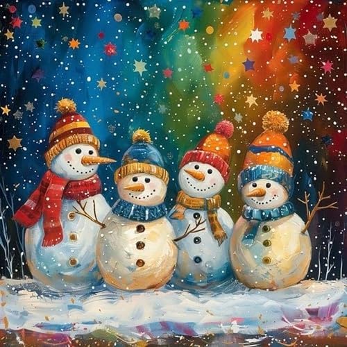 ijbnhd Christmas Snowman Diamond Art Kits for Adults 14 x 14Inch