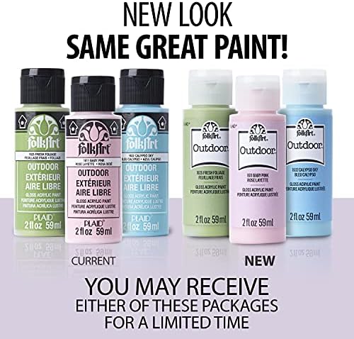FolkArt Outdoor Gloss Acrylic Craft Paint Set Designed for Beginners and Artists, Non-Toxic Formula Perfect for Rock Designing, Twelve Bottles, 2 oz, 24 Fl Oz