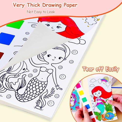 JUNQIU 4Pack Paint with Water Books for Kids, Watercolor Painting Coloring Books for Toddlers, Magic Paint Set for Kids, Art Craft Kits Easter Basket Stuffers For Girls Boys