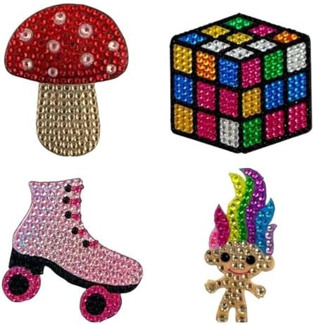 StickerBeans® Rhinestone Stickers Retro Sticker Pack, 2” x 2” Each Unique Sparkly Cut-to-Shape for Collecting, Trading, Decorating Laptops, Phone Cases, Scrapbooks