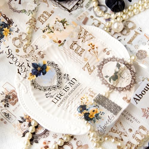 Alideco 6pcs PET Washi Tape Set Vintage Victorian Lace Washi Tapes for Journaling Scrapbook Stickers Decorative Tapes for Scrapbooking Bullet Journals, Planner, Arts & Crafts（leisianyequ