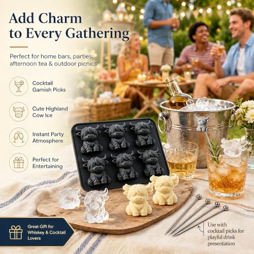 2PCS Highland Cow Ice Cube Mold for Drinks, Baking, Butter, Candle, Soap