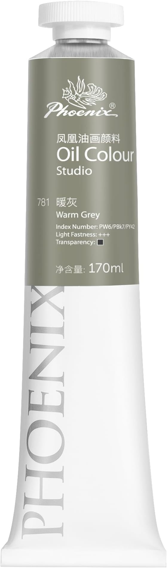 PHOENIX Warm Grey Oil Paint - Studio Oil Paint Single Large Tube - 170ml / 5.75 Fl oz. Warm Grey 781