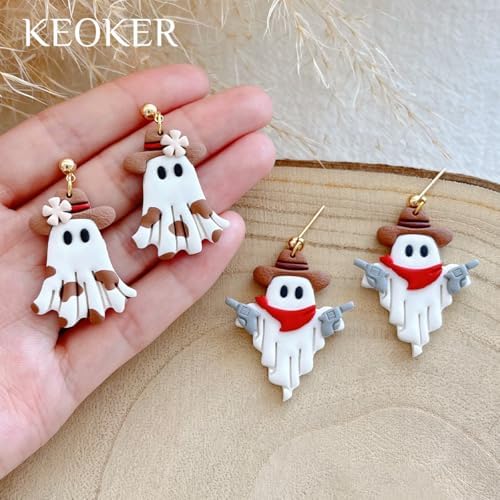 Keoker Halloween Polymer Clay Cutters, 13 Halloween Ghost Clay Earring Cutters for Polymer Clay Jewelry