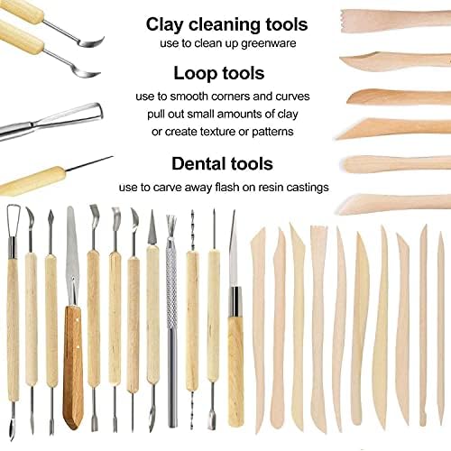 57PCS Ceramic Clay Tools Set with Plastic Case Modeling Pottery Sculpting Tools Kits for Beginners Professionals Crafts Polymer Clay Club, Dotting, Ribbon Trimming