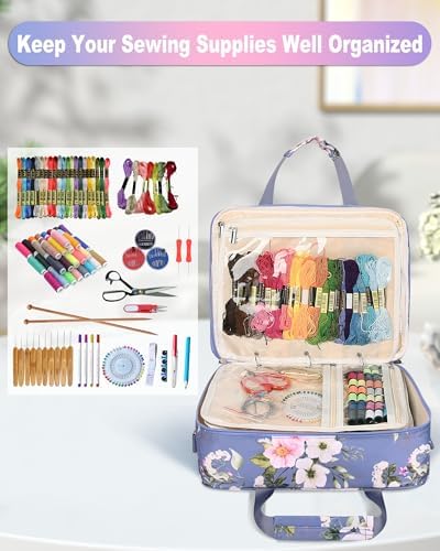 Sewing Supplies Organizer Bag with Removable Binder, Flower