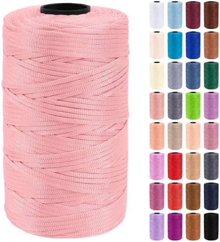 JeogYong Polypropylene Ribbon Yarn 3mm x 218 Yards Flat Macrame Cord 3mm Crochet Yarn for Handbags, Shopping Bags, Sun Hats, Shoes, DIY Crafts, Decorative Projects