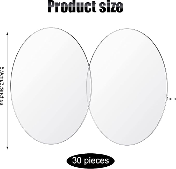 Jetec 30 Pcs 3.5 Inch Acrylic Circle Disc Clear Round Blanks for Crafts