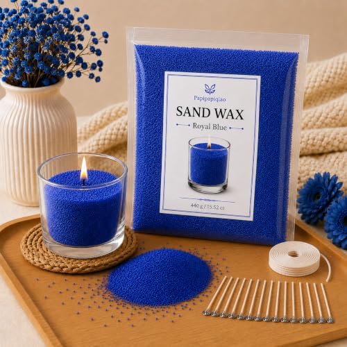 Sand Wax for Candle Making, 440g Refillable Candle Wax Sand, Royal Blue