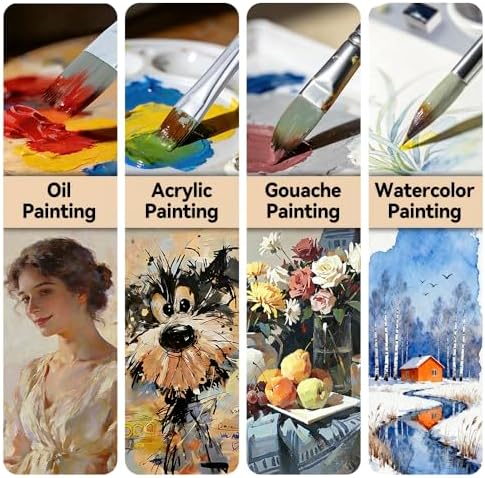 Transon 16 pcs Artist Paint Brush Set Versatile for Acrylic Painting Watercolor Painting Gouache Painting