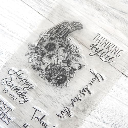 Sunflower Flower Harvest Clear Stamps and Die Cuts Sets for DIY Card Making