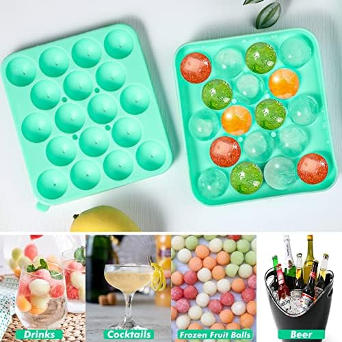 Webake 2 Pack Sphere Ice Cube Trays - 1.1" Small Round 36pcs Ice Ball Maker, Flexible Silicone Molds for Cocktails, Whiskey, Tea & Coffee - Easy Release & BPA Free (Green)