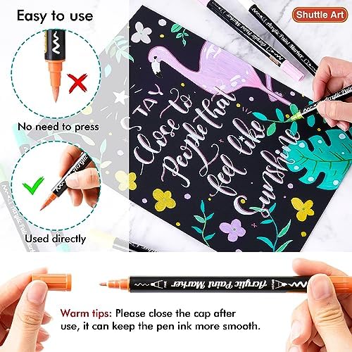 Shuttle Art 28 Pastel Brush & Fine Tip Acrylic Paint Markers