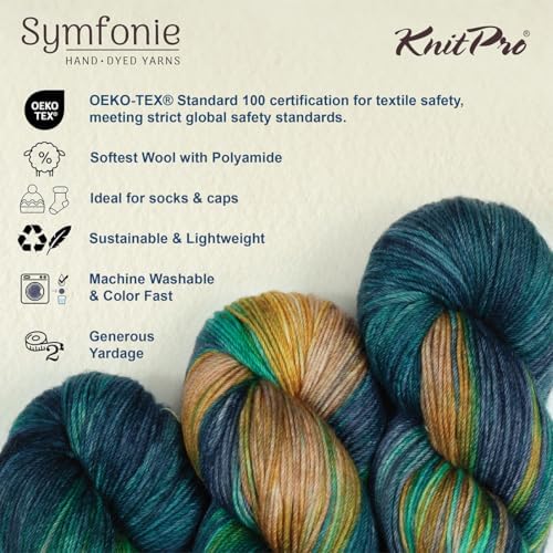 KnitPro Symfonie Fingering Weight Merino Wool Yarn 100g, Riverbank