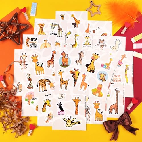 Giraffe Stickers for Water Bottle, Scrapbooking, Laptop Decals — Giraffe Party Supplies, Decorations, Gifts for Women & Men