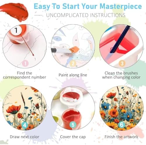 AIBOERL Paint by Numbers Kit for Adults Beginner,Flower, 12X16In