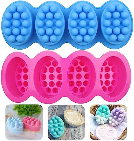 2Pcs Silicone Massage Bar Soap Molds Handmade Soap Molds for Soap Making