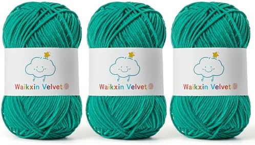 3 Pack Fluffy Chenille Yarn for Crocheting，Baby Yarn for Crocheting Soft，150g/5.28oz Velvet Amigurumi Yarn ，Fingering Weight Yarns for Crocheting Baby Blankets、DIY Craft.(3 Deep Sea Green)