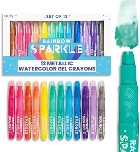 Ooly Rainbow Sparkle Metallic Watercolor Gel Crayons, Set of 12