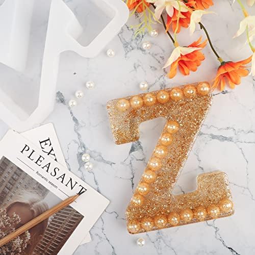 Gartful 7 Inch Large Letter Molds for Resin, 3D Z Capital Alphabet Epoxy Resin Mold, A to Z Thick Resin Letter Molds for Making Letters, Word Sign Art, DIY Crafts, Making Cake, Party Home Decor