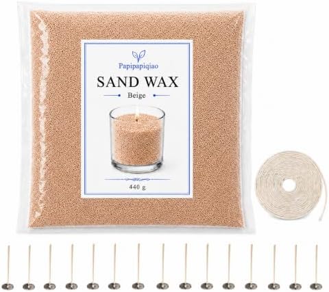 Sand Wax for Candle Making, 440g Refillable Candle Wax Sand, Beige
