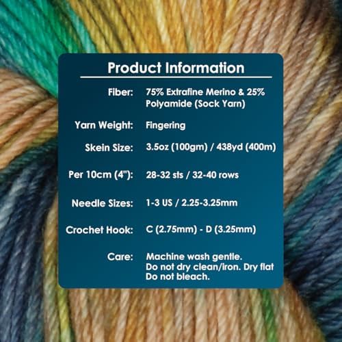 KnitPro Symfonie Fingering Weight Merino Wool Yarn 100g, Riverbank