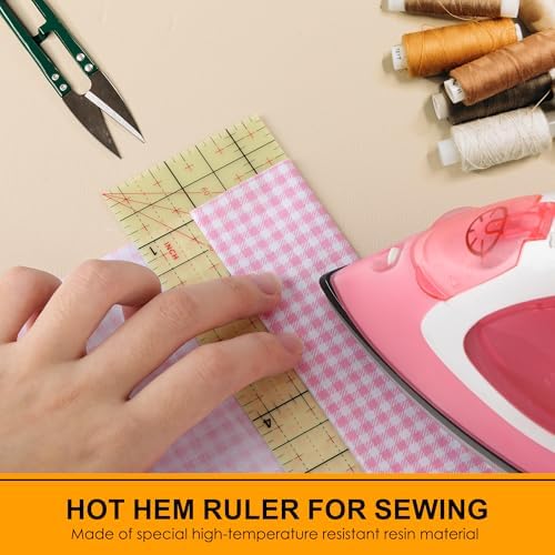 Hot Hem Ruler, 10x2.5inch Rectangular Ironing Ruler, Heat Resistant, Non-Slip, Sewing Tools for Quilting, Patchwork, DIY Craft Supplies