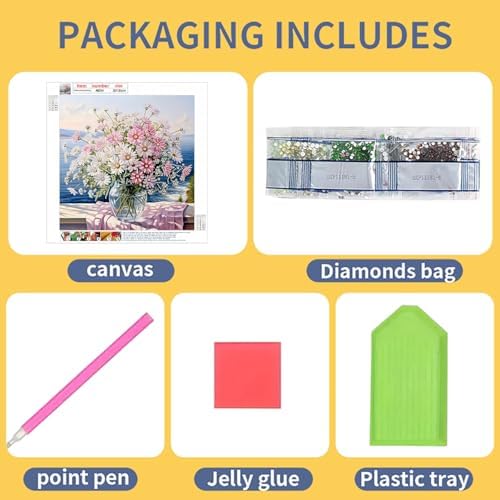 Bloomthread Daisy Flowers Diamond Painting Kits for Adults – Partial Drill Diamond Art Painting Kits for Holiday Gifts and Home Decor 12x12 Inches (Flower)