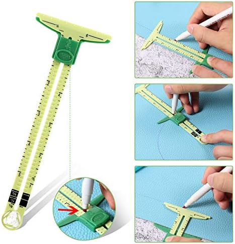 Frienda 4 Pieces Sewing Gauge with Sliding Marker, 5-in-1 Measuring Ruler