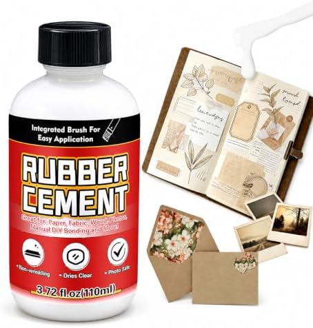 Rubber Cement, 110ml Multifunctional White Adhesive, No Wrinkling PVA Glue, Ideal for Crafts, Paper, Fabric, Wood, Photos, DIY Crafts, and More