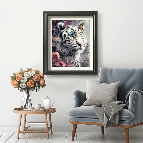 Natuyalo Paint by Numbers Kits for Adults, White Tiger Paint by Number for Adults Beginner, Animal Paint by Numbers on Canvas for Home Wall Decor 16x20 Inch