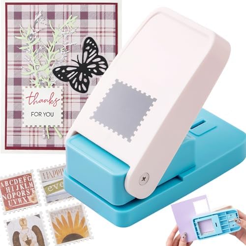 Stamp Puncher, 1.5inch Large Square Postage Stamp Punch, Stamps Puncher Square, Paper Punches for Crafting, Stamps Shaped Paper Punch, StampCutter HolePunch, Craft Punches for Paper Crafts DIY Project