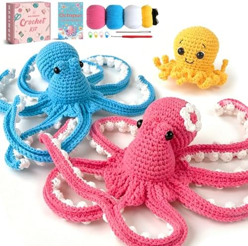 MAGIMUSE Crochet Kit for Beginners, Octopus Family Amigurumi Craft Kit